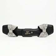 Rhinestone Strap Slippers Black