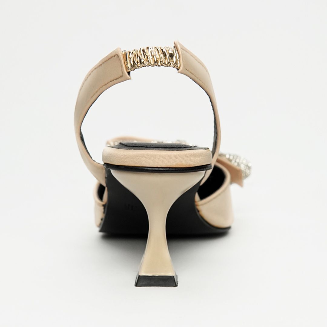 Rhinestone Tie Bow Heel Pumps
